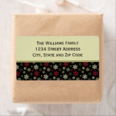 Black Red en Green Snowflake Pattern Etiket (Insitu)