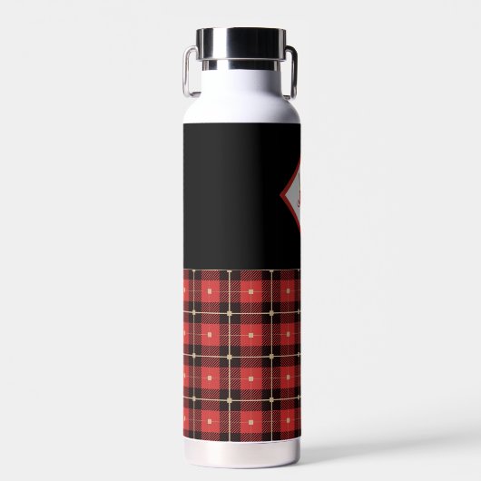 Black Red en Tan Lumberjack Monogrammed Waterfles (Voorkant)