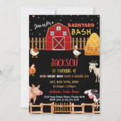 Black Red Farm Animaux Invitations Anniversaire (Devant)