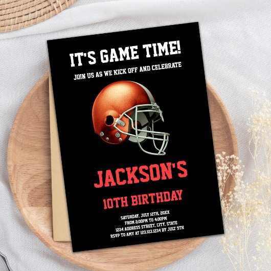 Black Red Football Invitations Anniversaire