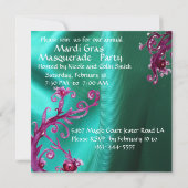 BLACK RED FUCHSIA JESTER MASK Masquerade Ball Kaart (Achterkant)