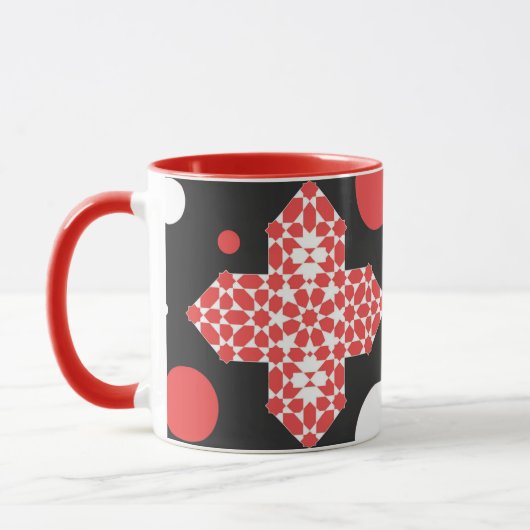 Black & Red Geometric Pattern Mug (Gauche)