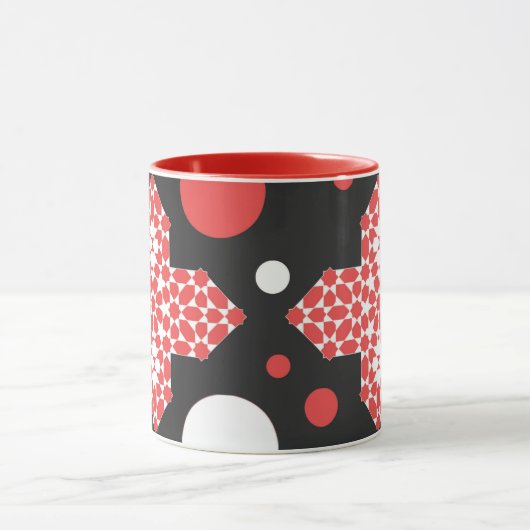 Black & Red Geometric Pattern Mug (Centre)