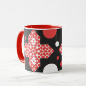 Black & Red Geometric Pattern Mug Mok (Voorkant links)