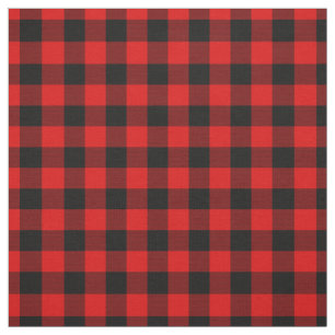 Black Red Gingham checkt Tartan Squares Patroon Stof