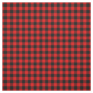 Black Red Gingham checkt Tartan Squares Patroon Stof