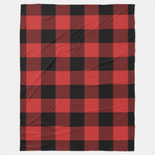 Black Red Gingham Pattern Bufallo Check Fleece Deken