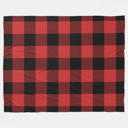 Black Red Gingham Pattern Bufallo Check Fleece Deken (Voorkant (Horizontaal))