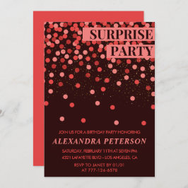 Black Red Glitter Surprise verjaardag 46ste verjaa Kaart