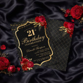 Black, Red & Gold 21st Birthday Invitation