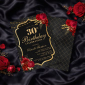 Black, Red & Gold 30th Birthday Invitation