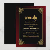 Black Red Gold 70th Birthday-feestdag Kaart (Voorkant / Achterkant)
