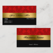 Black Red Gold Damask Visitekaartje (Voorkant / Achterkant)