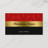 Black Red Gold Damask Visitekaartje (Achterkant)