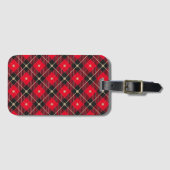 Black Red Gold Lumberjack Pset Patroon Bagagelabel (Voorkant (horizontaal))