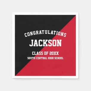 Black Red Graduation Party Napkins Servet