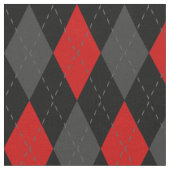 Black Red Gray Argyle Pattern Stof (Close Up)