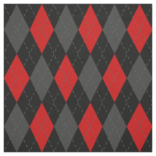 Black Red Gray Argyle Pattern Stof (Swatch)