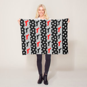 Black Red Gray Dachshund Fleece Blanket