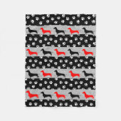 Black Red Gray Dachshund Fleece Blanket Deken (Voorkant)