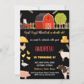 Black Red Green Farm Animaux Invitations Anniversa (Devant)