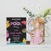 Black Red Green Pool Anniversaire photo Invitation (Debout devant)