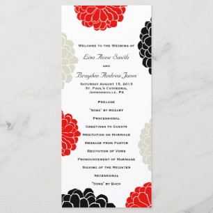 Black Red Grey Zinnia Programme de mariage des fle
