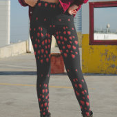 Black Red Hearts Leggings modernes Saint-Valentin