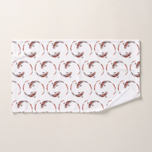 Black & Red Japan Koi Fish Artistic Pattern Bad Handdoek (Handdoek)