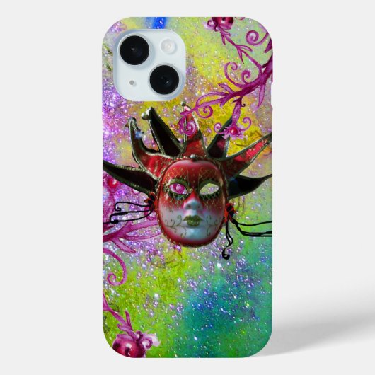 BLACK RED JESTER MASK Masquerade Paars Green Case-Mate iPhone Case (Achterkant)