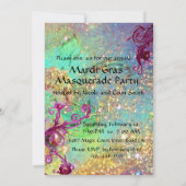 BLACK RED JESTER MASK Masquerade Party Blue Silver Kaart (Achterkant)