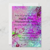 BLACK RED JESTER MASK, Masquerade Party Champagne Kaart (Achterkant)