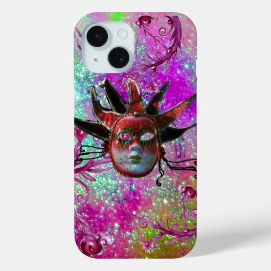 BLACK RED JESTER MASK Masquerade Party Paars Blue Case-Mate iPhone Case (Achterkant)