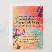 BLACK RED JESTER MASK, Masquerade Party Pink Red Kaart (Achterkant)