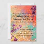 BLACK RED JESTER MASK, Masquerade Party Red Gold Kaart (Achterkant)