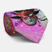 BLACK RED JESTER MASK, Masquerade Party Stropdas (Opgerold)