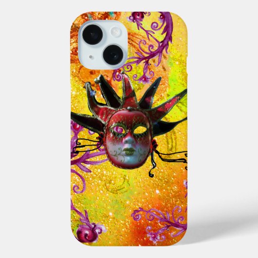 BLACK RED JESTER MASK Masquerade Yellow Paars Case-Mate iPhone Case (Achterkant)