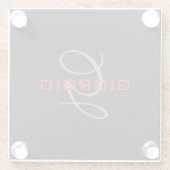 Black Red Jouw naam Initiaal Monogram Modern Glazen Onderzetter (Achterkant)