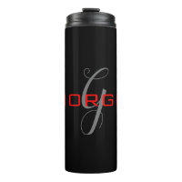 Black Red Jouw naam Initiaal Monogram Modern