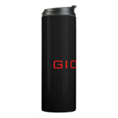 Black Red Jouw naam Initiaal Monogram Modern Thermosbeker (Gedraaid links)