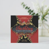 Black Red Lace Exotic Anniversaire Fête Invitation (Debout devant)