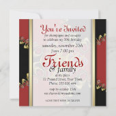 Black Red Lace Exotic Anniversaire Fête Invitation (Dos)
