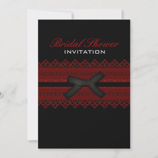 Black Red Lace Gothique nuptiale invitation (Devant)