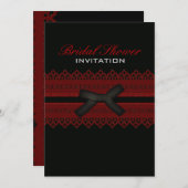 Black Red Lace Gothique nuptiale invitation (Devant / Derrière)