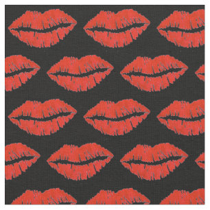 Black Red Lips Lipstick Kiss Print Valentijn Love Stof