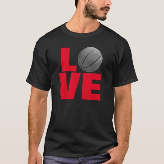 Black Red Love Basketball Sport T-shirt (Devant)