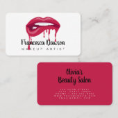 Black & Red Make Up Artist Lips Carte de visite (Devant / Derrière)