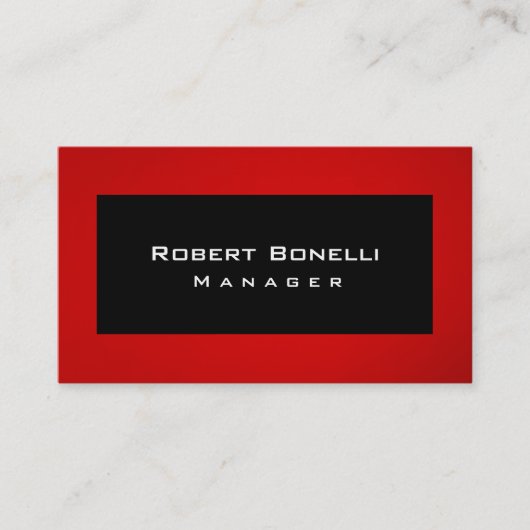 Black Red Manager Carte de visite moderne simple (Devant)