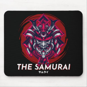 Black Red Minimalist Vintage Samurai Mousepad Muismat