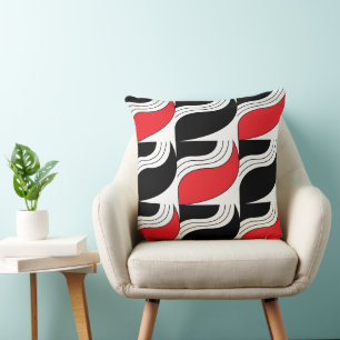 Black Red Modern Geometric Pattern Kussen